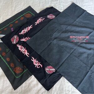 Vintage Harley-Davidson Black and Pink Scarf Set